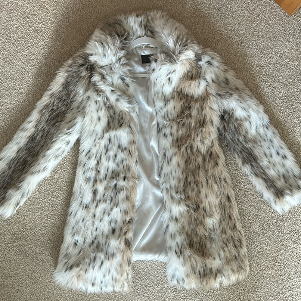 Carmar white leopard print faux fur jacket